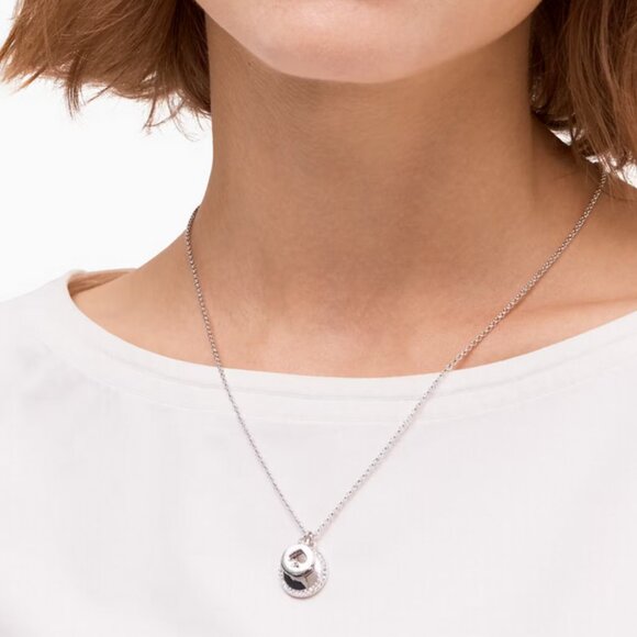 Kate Spade Spot the Spade Pave Charm Necklace Silver NEW Women's Jewelry Gift - Picture 2 of 7